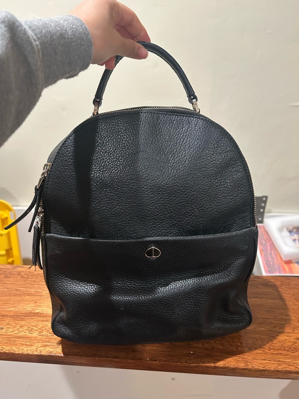 Black Pebbled Leather Top-Handle Backpack Kate Spade Backpack